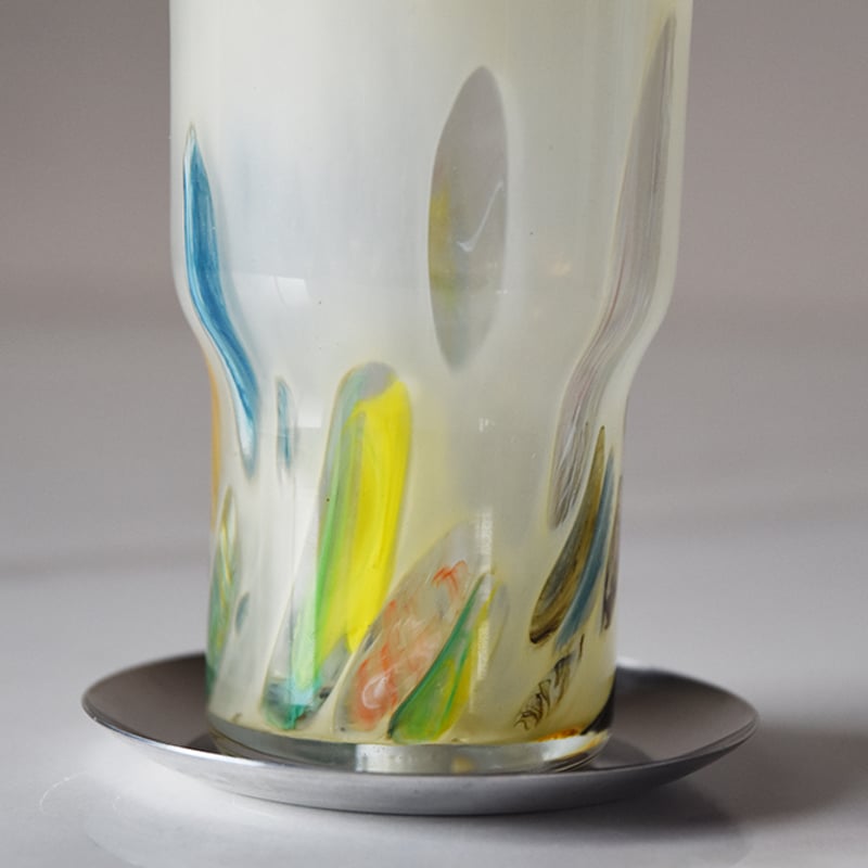 DGガラスステップロングポット＆ソーサー 植木鉢 ガラス鉢 プランター