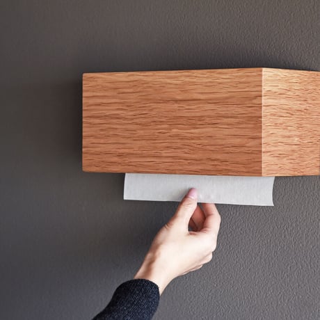 ペーパータオルホルダー Paper Towel Dispenser 天然木 オーク ミニ 木製 木目 小判 壁掛け ペーパータオル ケース ディスペンサー トイレ 洗面所 業務用 おしゃれ 手拭き