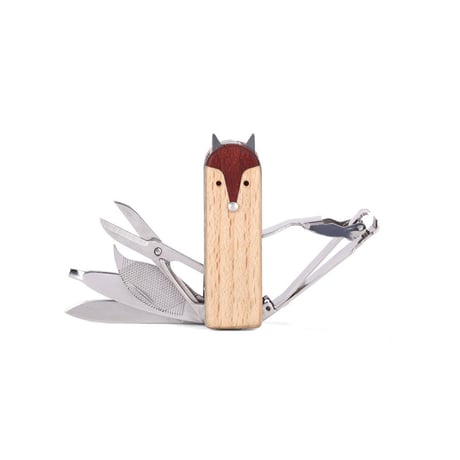 Fox Manicure Set フォックスマニキュアセット爪切り やすり シザー キューティクルプッシャー ナイフ ネイルケア フォックス キツネ きつね 動物 ビーチウッド ステンレス 便利グッズ