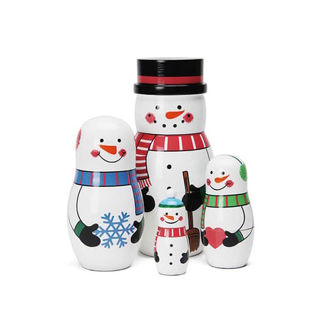 Snowman Family スノーマンファミリー マトリョーシカ インテリア 雪だるま 置物 オブジェ 人形 木のおもちゃ クリスマス 冬 ハンドペイント 雑貨 ギフト プレゼント 入れ子