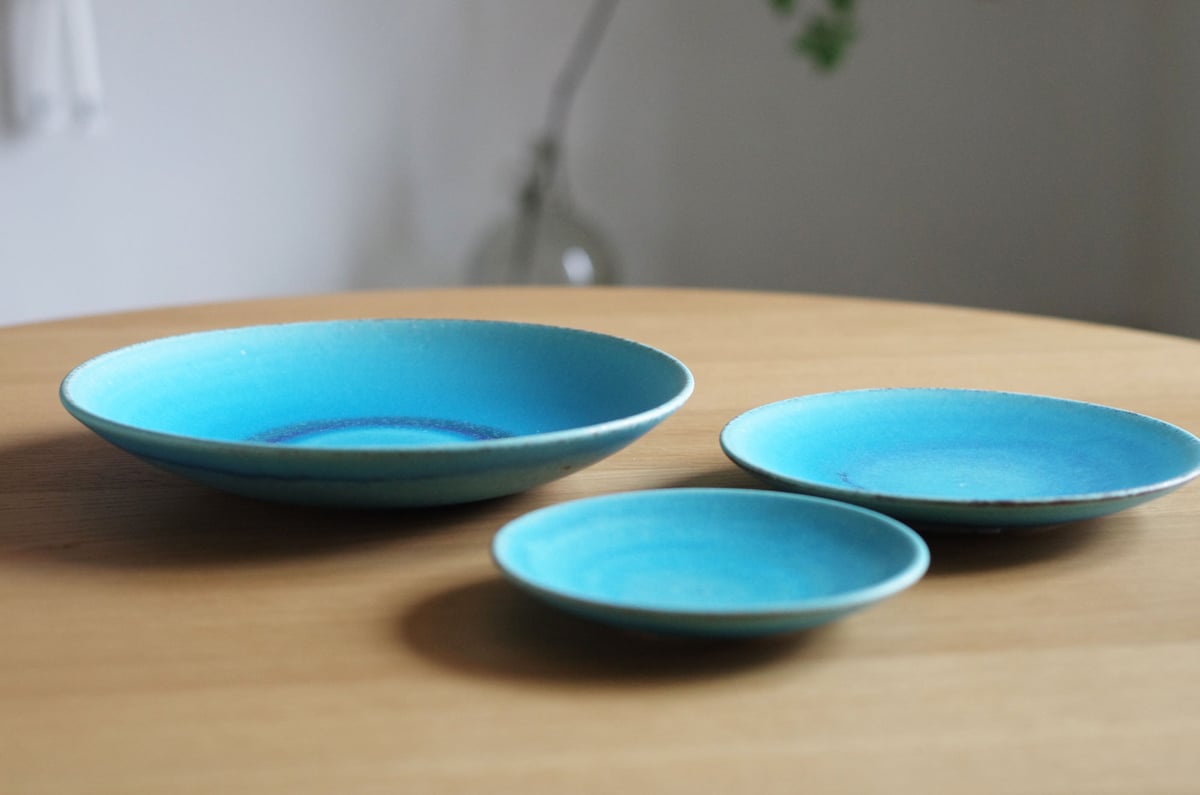 信楽焼 皿A（M）トルコブルー プレート 陶器 和食器 陶芸 釉薬 焼物