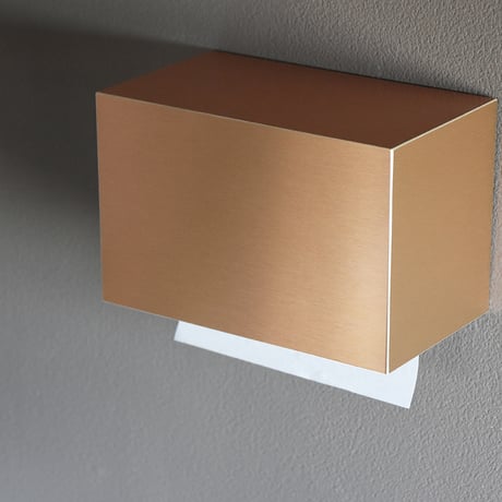 ペーパータオルホルダー Paper Towel Dispenser コッパー ヘアラインメタル調 小判 中判 壁掛け ペーパータオル ケース ディスペンサー トイレ 洗面所 業務用 ゴールド おしゃれ