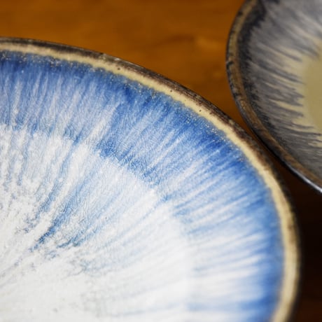 丹波焼 信凜窯 仲岡信人 彩色灰釉 皿 青 23㎝｜Tamba pottery shinringama plate 和食器 器 パスタ皿 プレート 大皿 丹波立杭 釉薬 窯元 ギフト