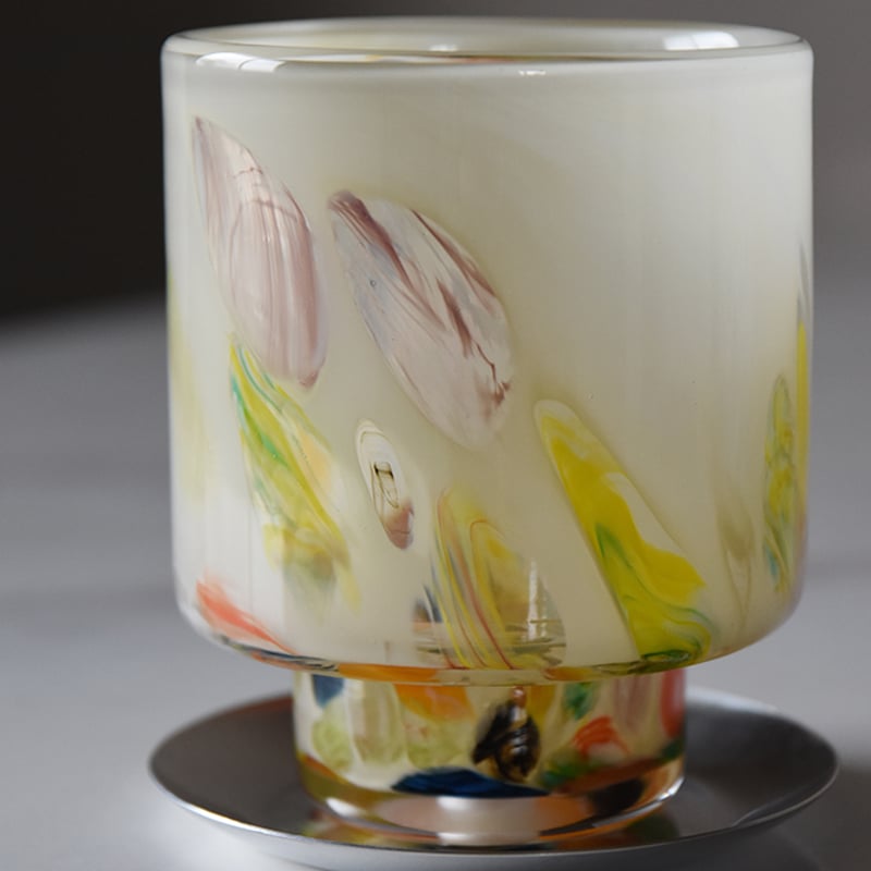 DGガラスステップポット＆ソーサー 植木鉢 ガラス鉢 プランターポット