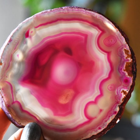 CRYSTAL COASTER 【Pink】amabro アマブロ クリスタルコースター 天然石・メノウ 瑪瑙 パワーストーン アクセサリートレイ ピンク 一点物 トレー