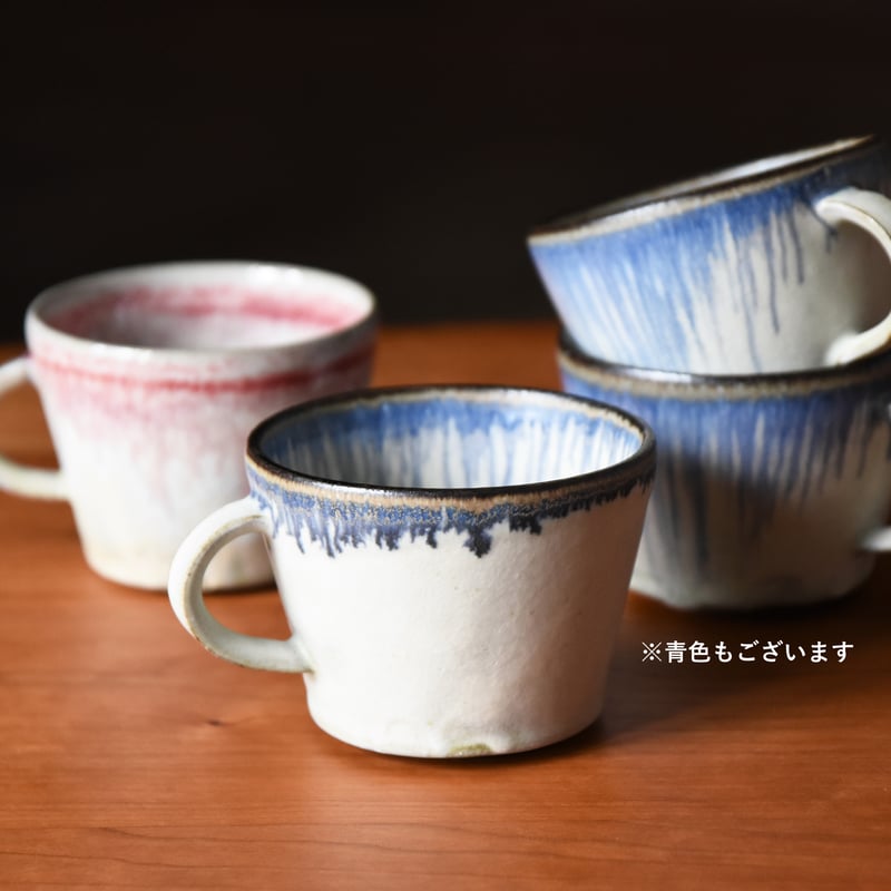 丹波焼 信凜窯 仲岡信人 彩色灰釉 マグカップ 赤｜Tamba pottery