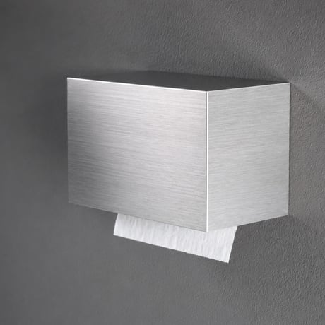 ペーパータオルホルダー Paper Towel Dispenser シルバー ヘアラインメタル調 小判 中判 壁掛け ペーパータオル ケース ディスペンサー トイレ 洗面所 業務用 おしゃれ