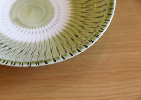 小鹿田焼（坂本庸一窯）　5寸皿　緑　Onta ware Onta-yaki Japanese pottery