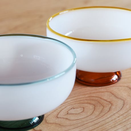SNOW BOWL amabro アマブロ スノ―ボウル ミルクガラス デザートボウル 耐熱ガラス 電子レンジ可 食洗器可 かき氷 アイス 器 食器 緑 アンバー うつわ テーブルコーディネート