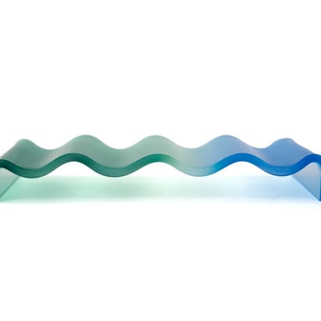 ACRYLIC WAVE TRAY Green × Blue amabro アマブロ アクリル ウエーブ トレイ 波 ブルー グリーン アクセサリートレイ 石鹸置き ソープディッシュ グラデーション