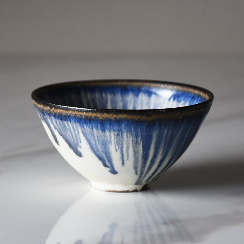 丹波焼 信凜窯 仲岡信人 彩色灰釉 ボウル 青｜Tamba pottery