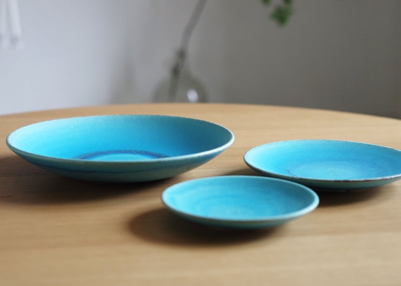 信楽焼 皿A(L)トルコブルー Shigaraki ware Shigaraki -yaki 信楽焼 皿A(L)トルコブルー Shigaraki ware Shigaraki -yaki