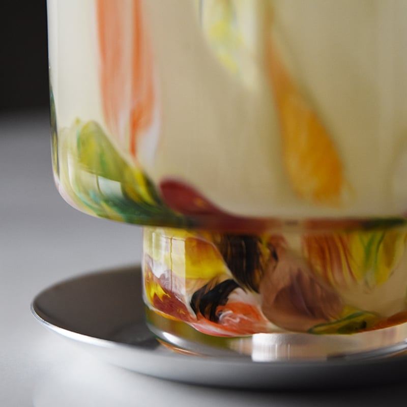 DGガラスステップポット＆ソーサー 植木鉢 ガラス鉢 プランターポット