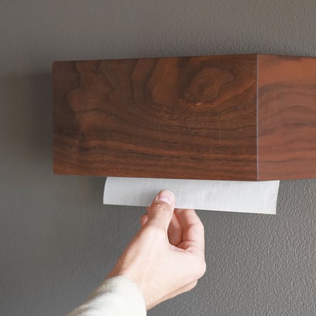 ペーパータオルホルダー Paper Towel Dispenser 天然木 ウォールナット ミニ 木製 木目 小判 壁掛け ペーパータオル ケース ディスペンサー トイレ 洗面 業務用 おしゃれ