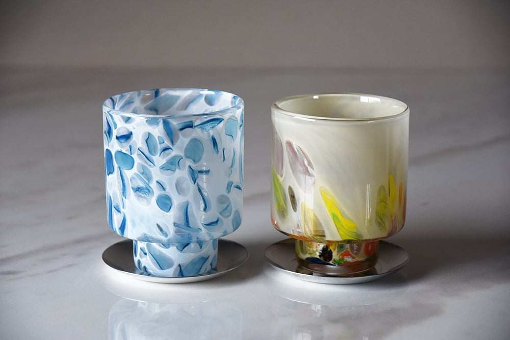 DGガラスステップポット＆ソーサー 植木鉢 ガラス鉢 プランターポット