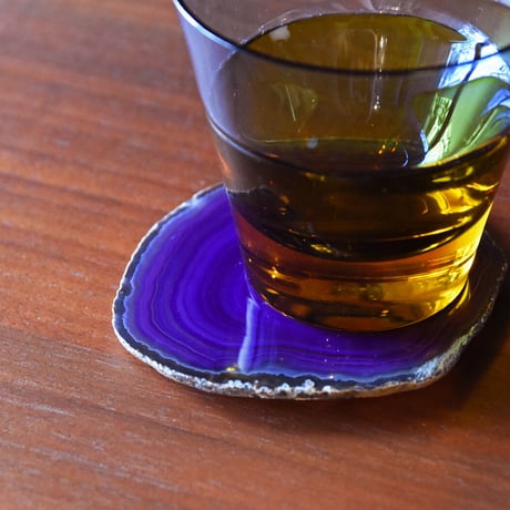 CRYSTAL COASTER 【Purple】 amabro アマブロ クリスタルコースター 天然石 メノウ 瑪瑙 パワーストーン アクセサリートレイ 紫 パープル 一点物 トレー