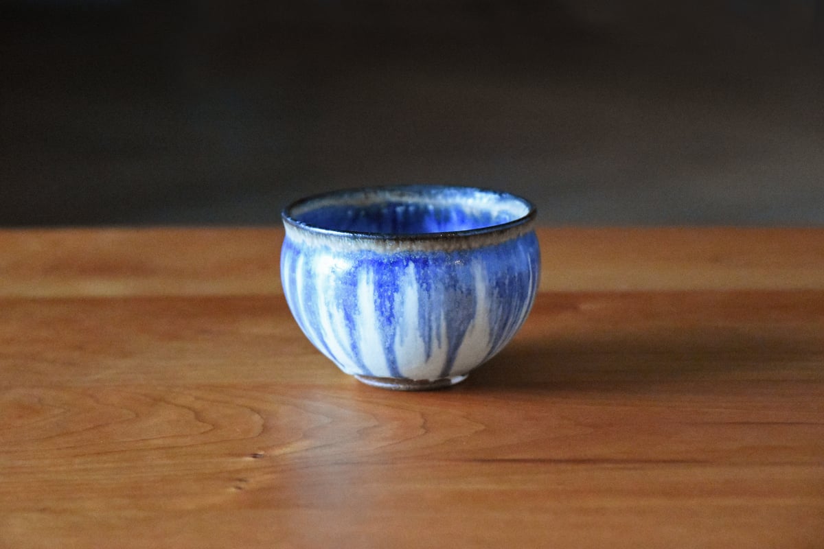 丹波焼 信凜窯 仲岡信人 彩色灰釉 カップ 青｜Tamba pottery shinringa
