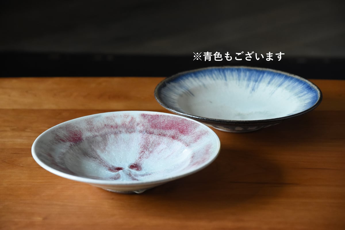 丹波焼 信凜窯 仲岡信人 彩色灰釉 皿 赤 22㎝｜Tamba pottery shinrin