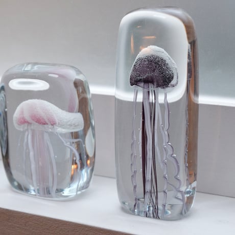 Jellyfish Paper Weight【Tall/Purple】ジェリーフィッシュ ペーパー ウェイト ガラス オブジェ 置物 くらげ ハンドメイド クラゲ  飾り 重し 文鎮 海月 気泡