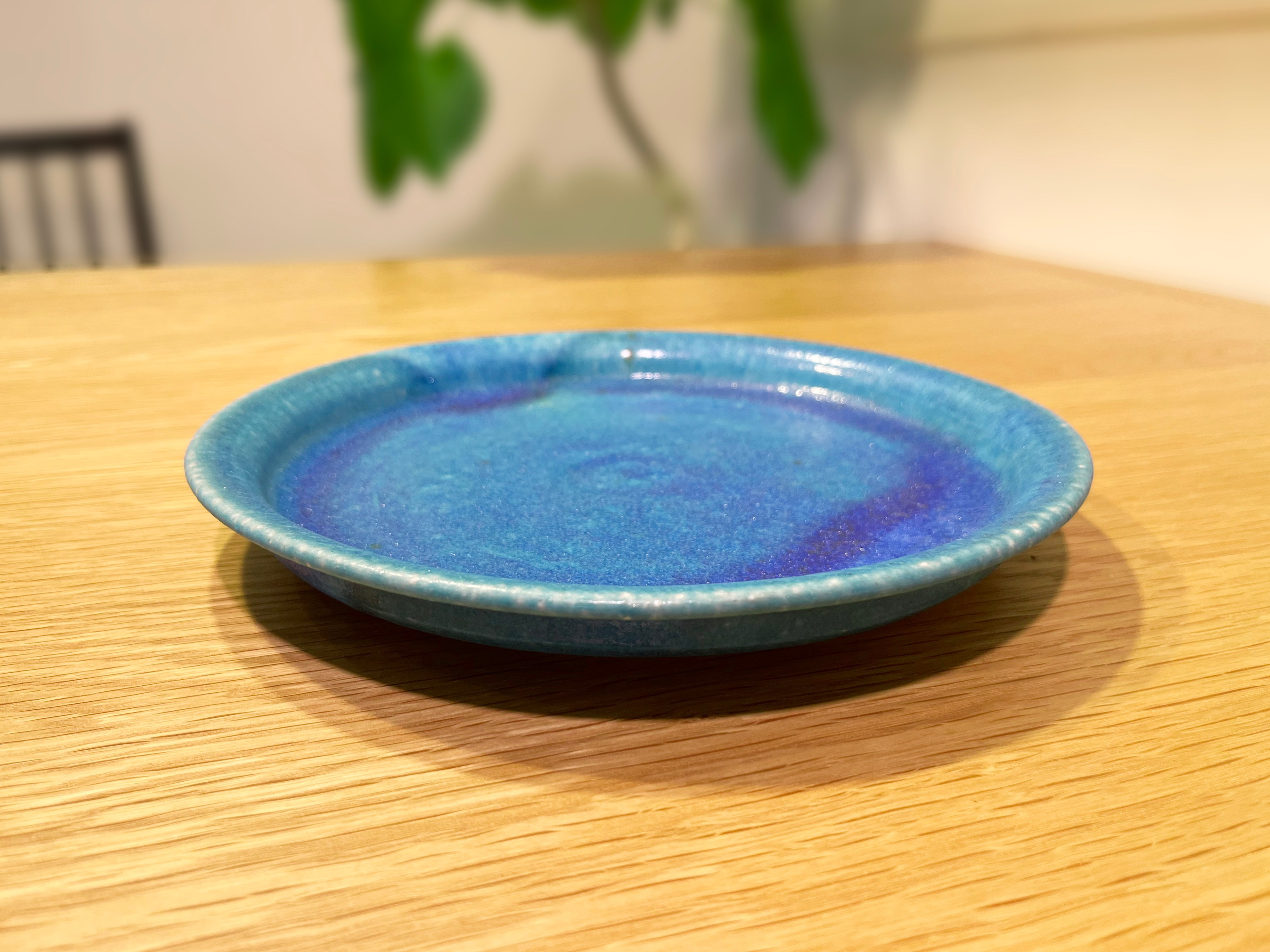 信楽焼 土耳古青 大皿 飾皿 original