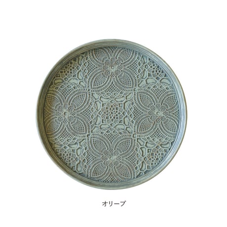 Resat ラウンドトレイ Mサイズ レサト トレー お盆 直径22㎝ レース柄 樹脂 プラスチック おしゃれ 丸 円形 ディスプレイ ダイニング キッチン ギフト プレゼント 食卓