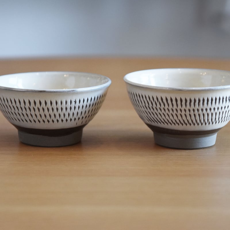 小鹿田焼 小袋定雄窯 煎茶碗 お茶碗 陶器 和食器 民藝 飛び鉋