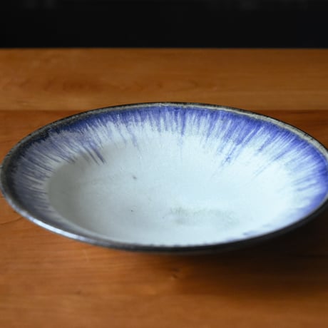 丹波焼（信凜窯 仲岡信人） 皿 青 彩色灰釉（23㎝・皿・和食器・器・丹波立杭・日本六古窯）