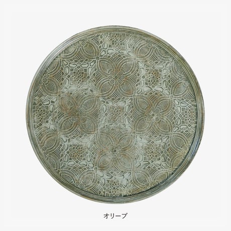 Resat ラウンドトレイ Lサイズ レサト トレー トレイ お盆 直径32㎝ レース柄 樹脂 プラスチック おしゃれ 丸 円形 ディスプレイ ダイニング キッチン ギフト プレゼント 食卓