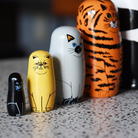 Feline 5 フィーラインファイブ マトリョーシカ 猫 木のおもちゃ インテリア オブジェ 人形 置物 雑貨 ネコ ギフト プレゼント ハンドペイント 入れ子