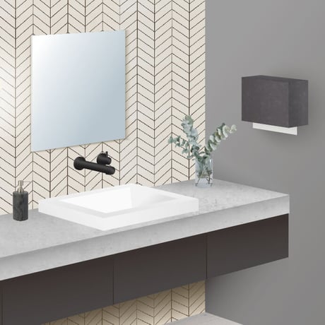 ペーパータオルホルダー Paper Towel Dispenser モルタル調 ブラック モノトーン 小判 中判 壁掛け ペーパータオル ケース ディスペンサー トイレ 洗面所 業務用 おしゃれ
