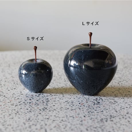 Marble Apple【Black】Ｓサイズ マーブルアップル S スモール ブラック 黒 天然大理石 オブジェ 置物 ペーパーウェイト りんご インテリア雑貨 ディスプレイ ギフト プレゼント