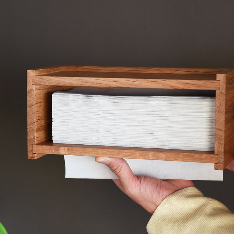 ペーパータオルホルダー Paper Towel Dispenser 天然木 オーク ミニ
