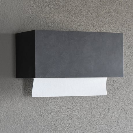 ペーパータオルホルダー Paper Towel Dispenser モルタル調 ブラック ミニ モノトーン 小判  壁掛け ペーパータオル ケース ディスペンサー トイレ 洗面所 業務用 おしゃれ