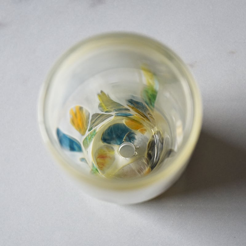 DGガラスステップロングポット＆ソーサー 植木鉢 ガラス鉢 プランター