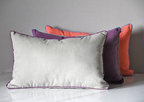 Piping Cushion rectangle / テラコッタオレンジ（パイピングクッション 長方形 クッション インテリア  バイカラー シンプル アクセント)