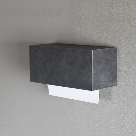 ペーパータオルホルダー Paper Towel Dispenser モルタル調 ブラック ミニ モノトーン 小判  壁掛け ペーパータオル ケース ディスペンサー トイレ 洗面所 業務用 おしゃれ