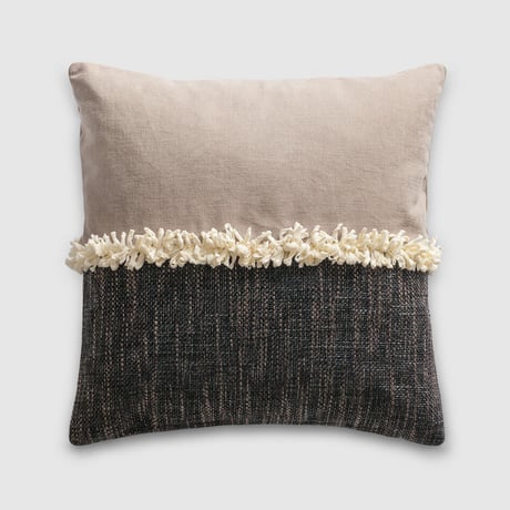 Bicolor Fringe クッションカバー 40cm フリンジ 正方形 四角クッション インテリア コーディネート アクセント ボンボン フリンジ 背あて 腰あて ホテルライク