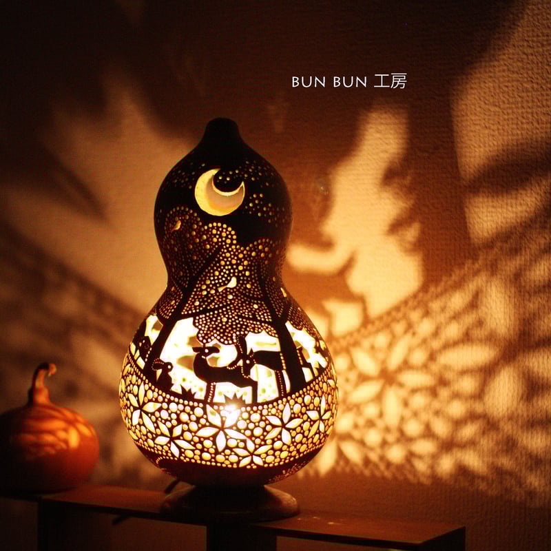 ひょうたんランプ--深夜の森と花の河 Lサイズ | ひょうたんランプ bun bun