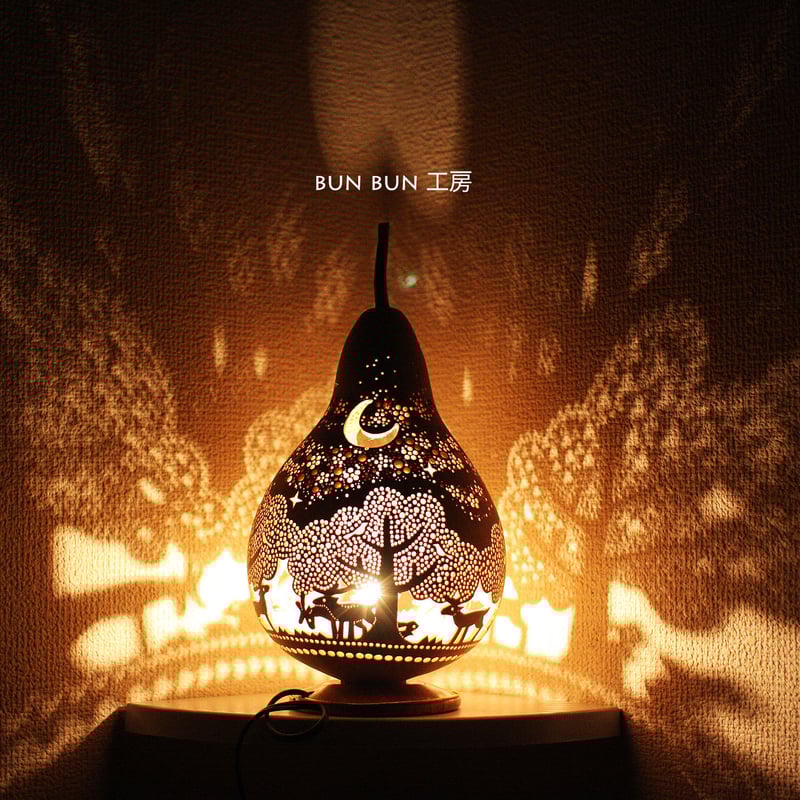 ひょうたんランプ--ーLサイズ 深夜の森と華吹雪 | ひょうたんランプ