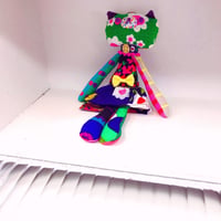 ヴィンテージ布のネコくまマスコット