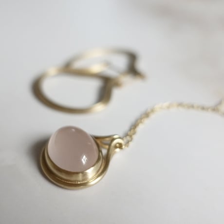 outlines necklace (ローズクォーツ）