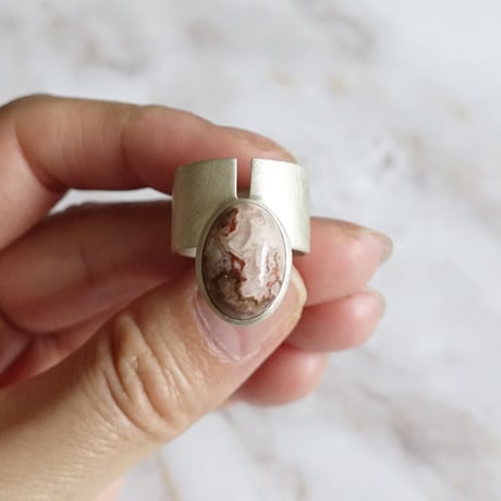 point ring (Mexican Agate) SV925 13号