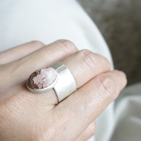 point ring (Mexican Agate) SV925 13号