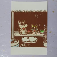 切り絵ポストカード　美味しいスイカ