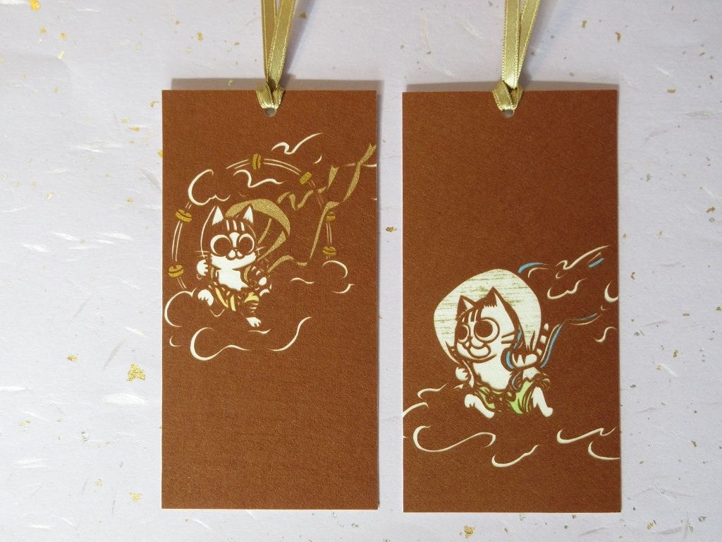 立つ切り絵「ハート風神+ハート雷神」 降臨せし風雷神のために | Gallery Enatsu 江夏画廊 | ハート