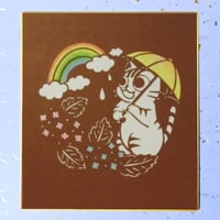 切り絵豆色紙　梅雨　丸（色紙立てなし）