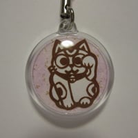 切り絵キーホルダー　まねきねこ