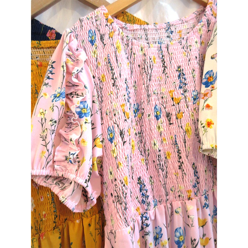 米国百貨店購入 定価21万 ピンクリリー(百合)フローラルワンピース フローチェ カップ付マキシワンピース（その他） | Risa Magli