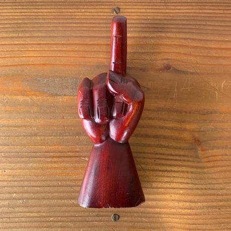 WOODEN FUCK SIGN FIGURINE 1970s ピースサイン ファックサイン 木彫置物 vintage