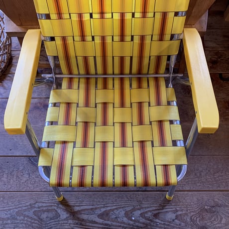 LAWN CHAIR VINTAGE 1960〜1970年代  イエローxブラウンxマスタード No.2